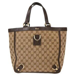 Gucci Beige Canvas GG Abbey D Ring Tote Handbag 130739 002404 154326